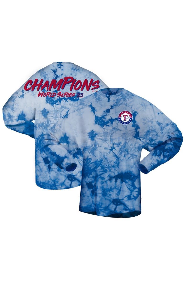 SPIRIT JERSEY Women's Fanatics Branded Royal Texas Rangers 2023 World Series Champions Crystal-Dye Long Sleeve T-Shirt, Main, color, 