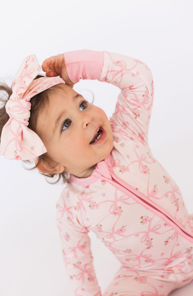 In My Jammers Rosie Bow Zipper Romper, Alternate, color, Blush Pink