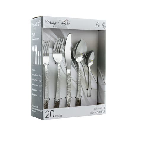 Baily 20 Piece Flatware Utensil Set, Stainless Steel Silverware Metal Service for 4