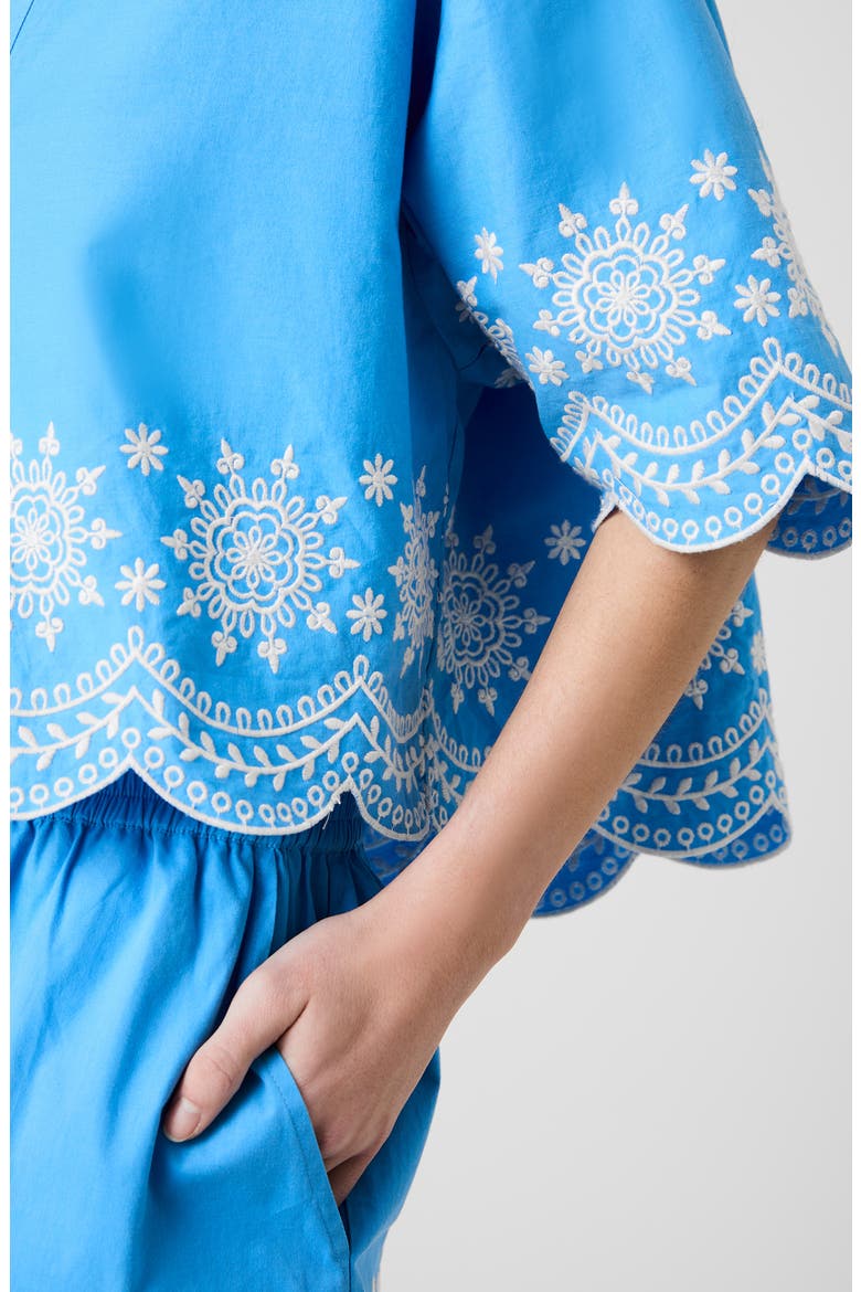 Alissa Embroidered Cotton Top, Alternate, color, POOLSIDE BLUE-WHITE