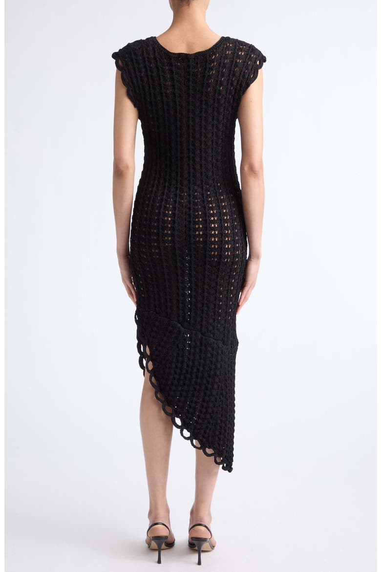 Malena Asymmetric Pointelle Sweater Dress, Alternate, color, BLACK
