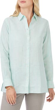 Foxcroft Jordan Stripe Linen Button-Up Shirt