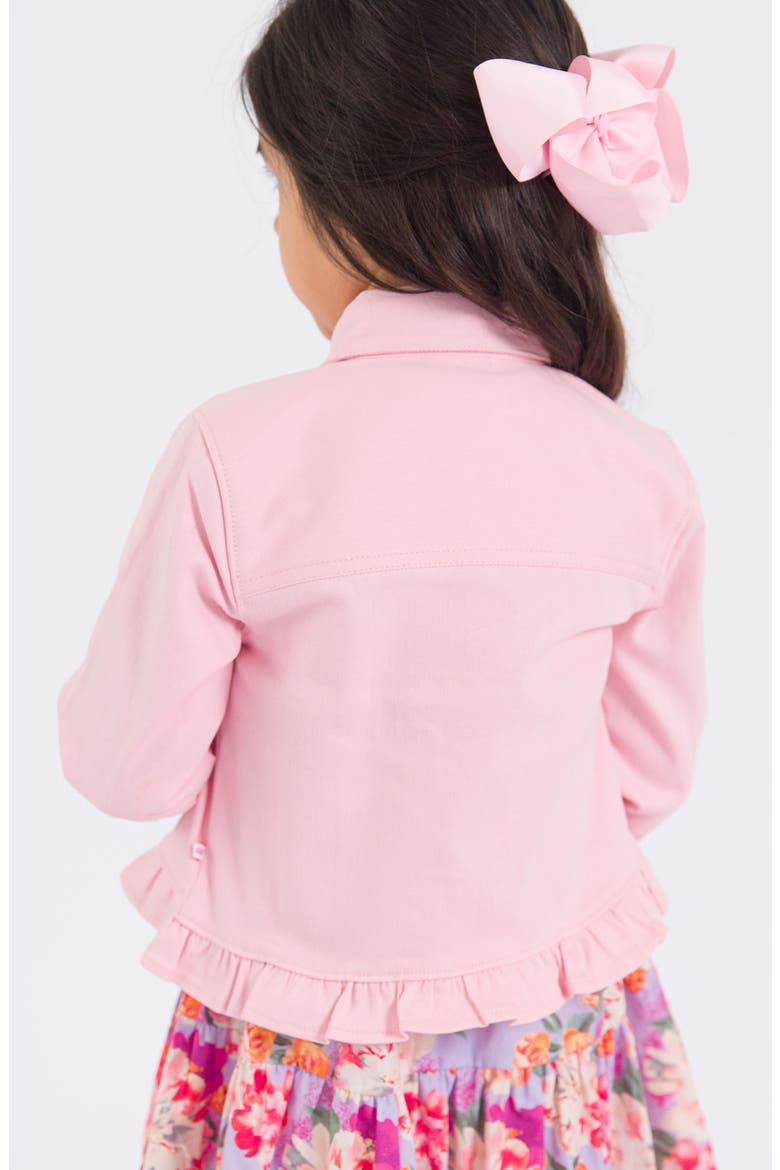 Ruffle Hem Denim Jacket, Alternate, color, PINK