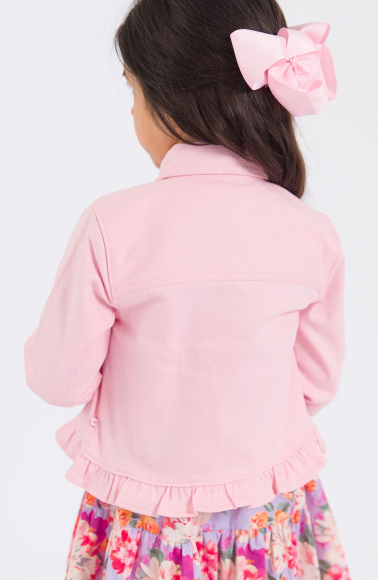 RuffleButts Ruffle Hem Denim Jacket, Alternate, color, Pink