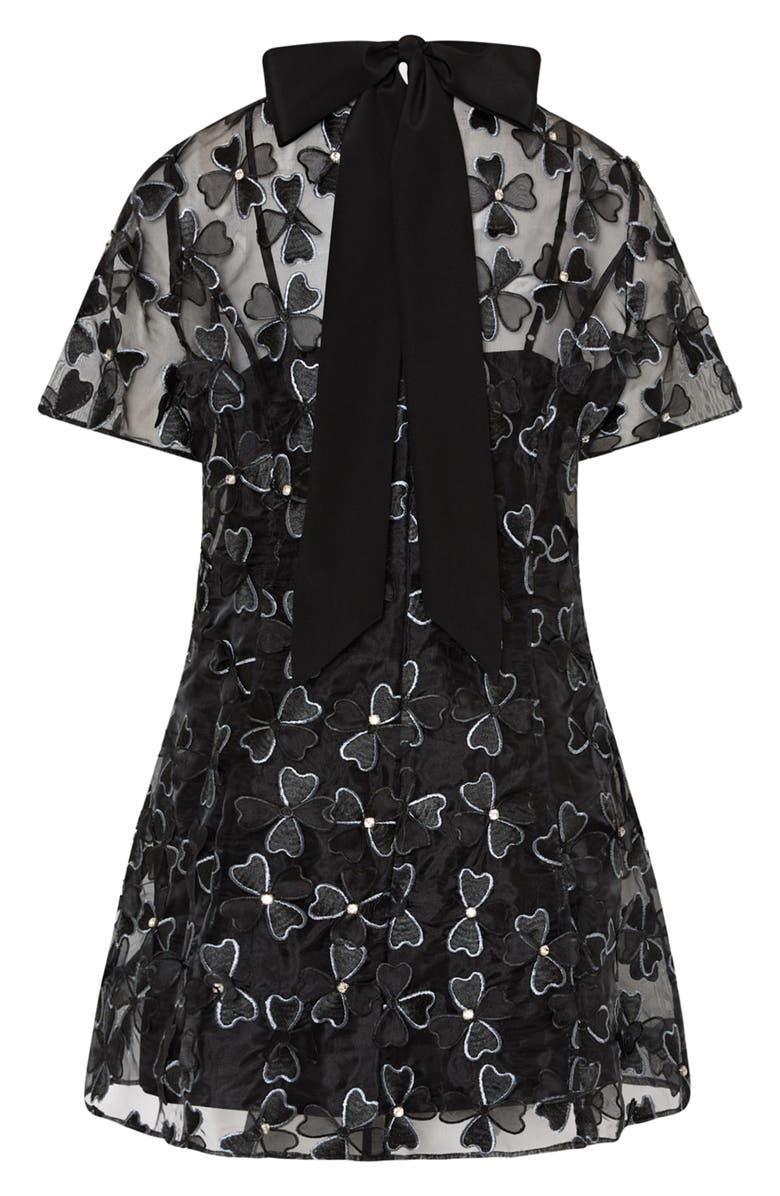 Milly Susie Clover Bow Organza Cocktail Minidress, Alternate, color, 5Aa Black