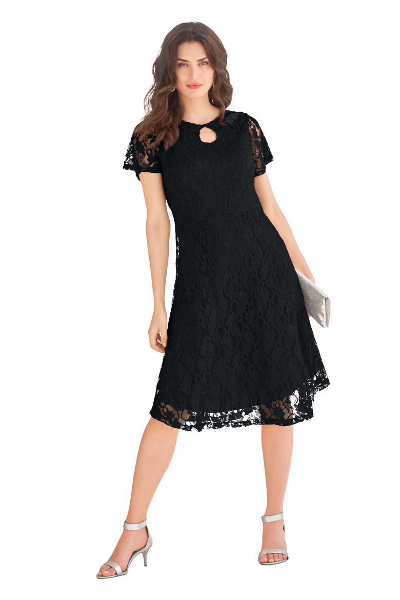 Keyhole Lace Dress, Main, color, BLACK