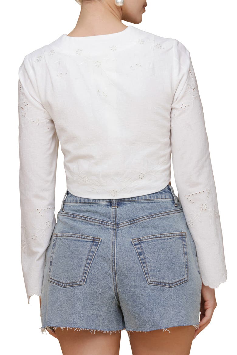 Eyelet Embroidery Crop Cotton Shirt, Alternate, color, OFF WHITE