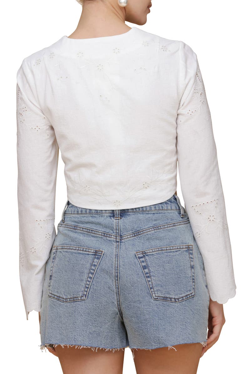 Avec Les Filles Eyelet Embroidery Crop Cotton Shirt, Alternate, color, Off White