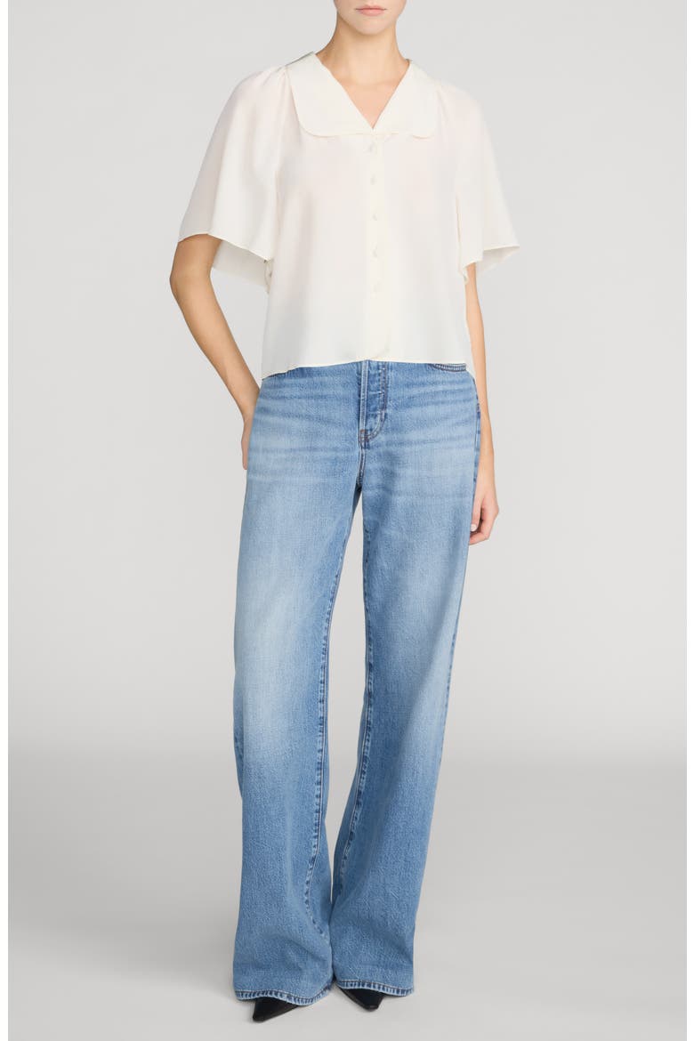 Gala Silk Short Sleeve Shirt, Alternate, color, CREAM