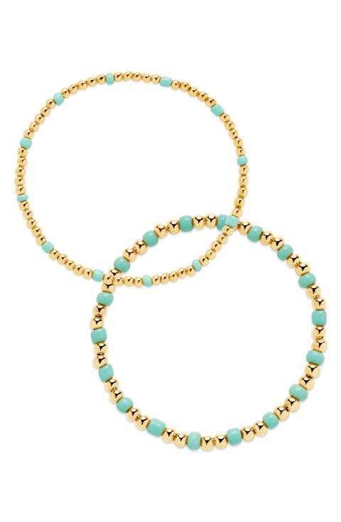 Set of 2 Misty Stretch Beaded Bracelets