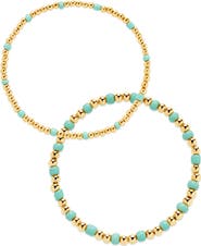 Sterling Forever Set of 2 Misty Stretch Beaded Bracelets