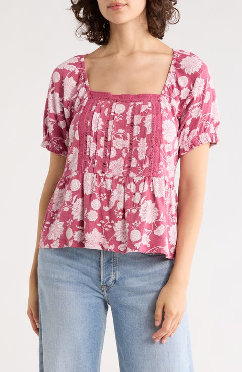Short Sleeve Pintuck Trim Top