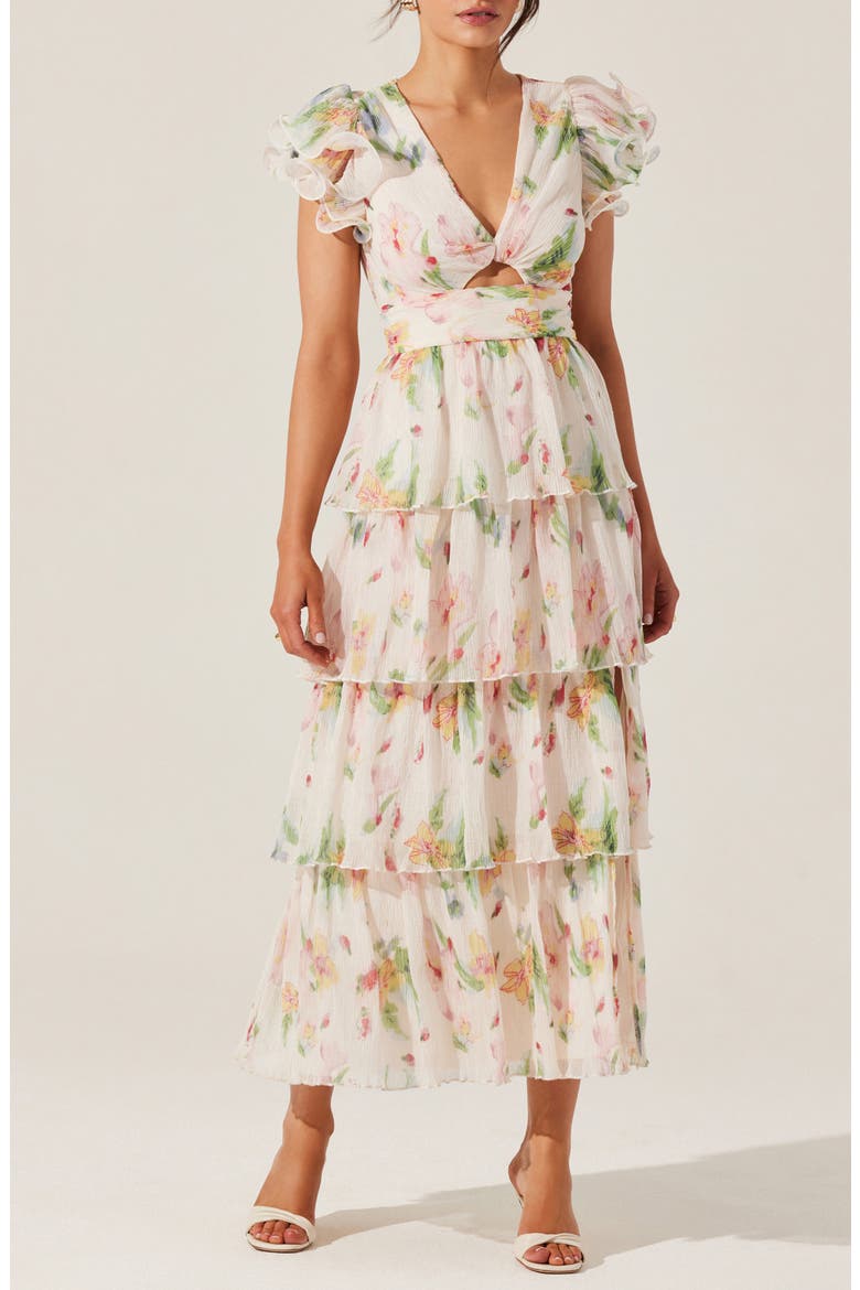 Emporia TIered Ruffle Dress, Main, color, CREAM PINK FLORAL