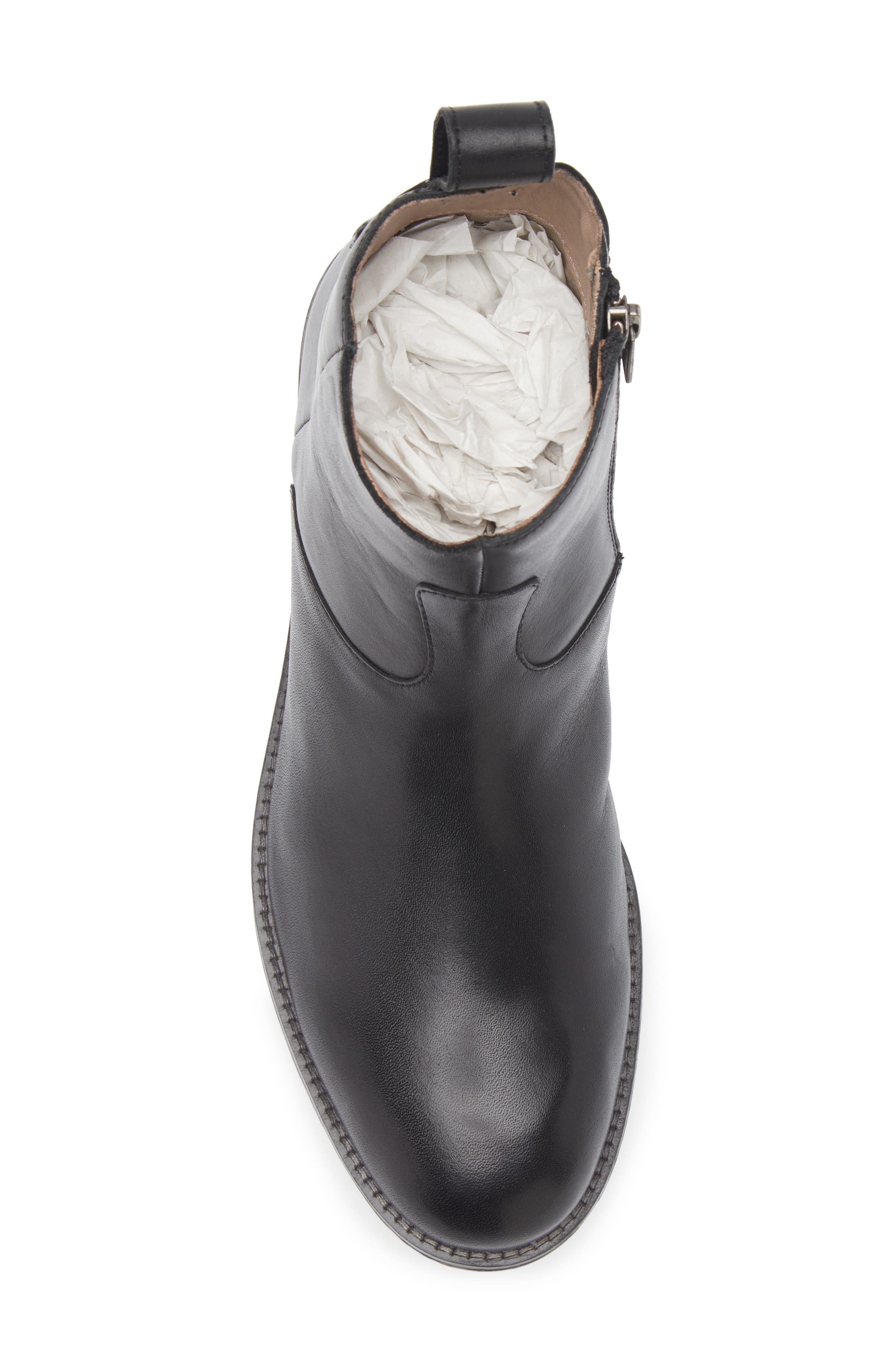 AllSaints Hollow Zip Leather Boot, Alternate, color, Black