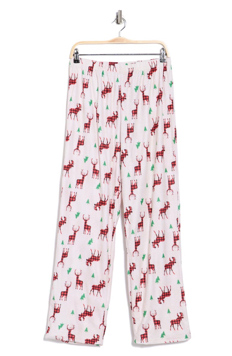 BABY STARTERS Matching Family Pajama Moose Print Pants, Main, color, Oatmeal/ Red