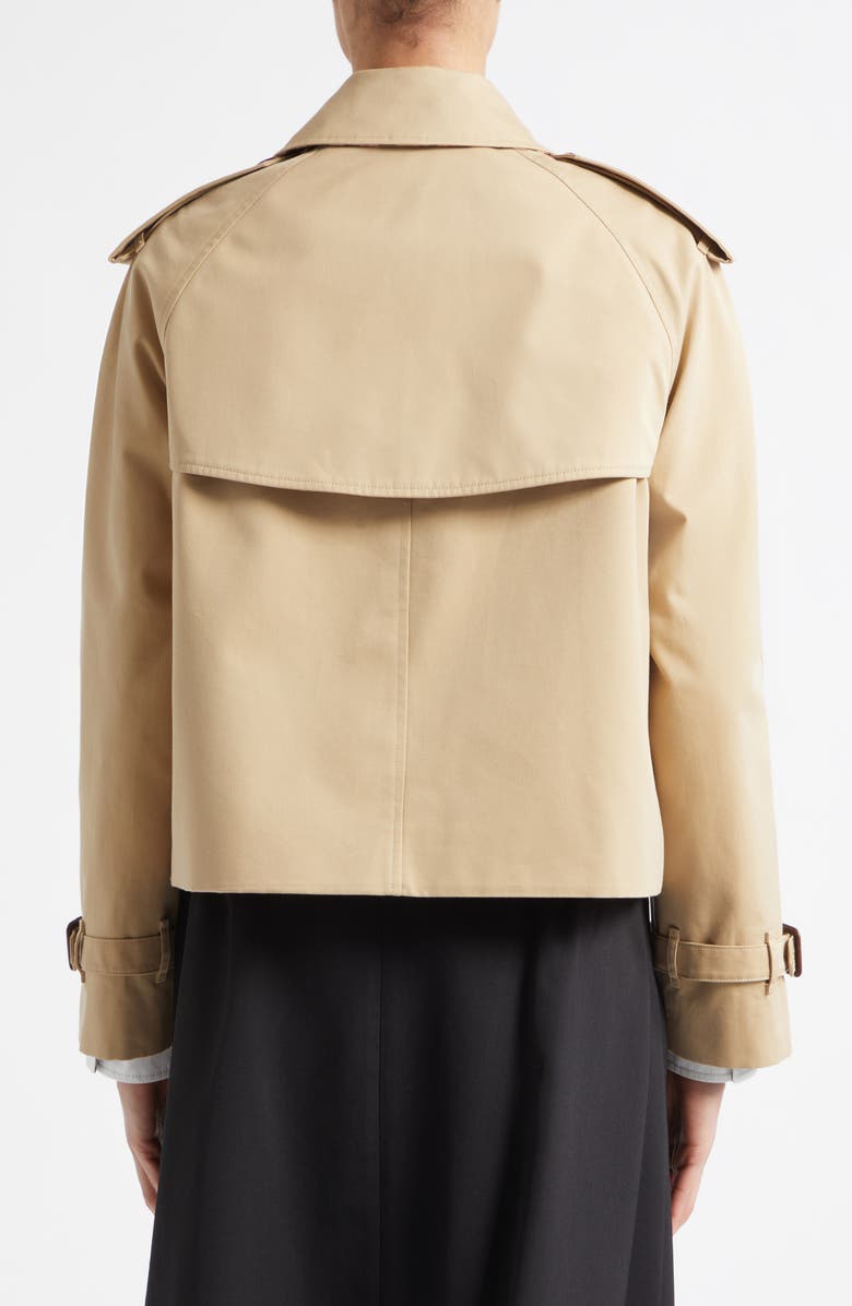 Burberry Haltye Cotton Gabardine Crop Trench Jacket, Alternate, color, Honey