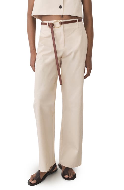 Shop Mango Straight Leg Cotton Pants In Ecru