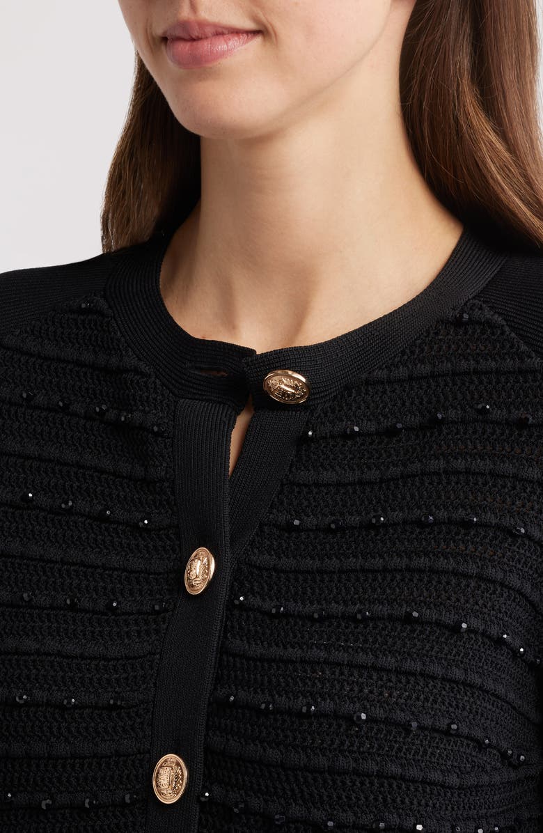 Milly Beaded Textured Cardigan, Alternate, color, Black