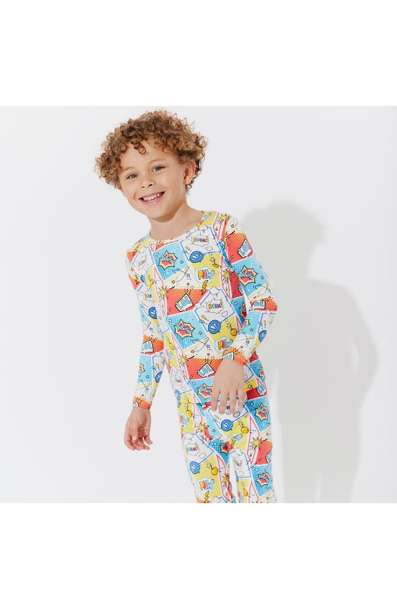 Bellabu Bear Kids' Comic Hero Set of 2 Piece Pajamas, Alternate, color, Comic Hero