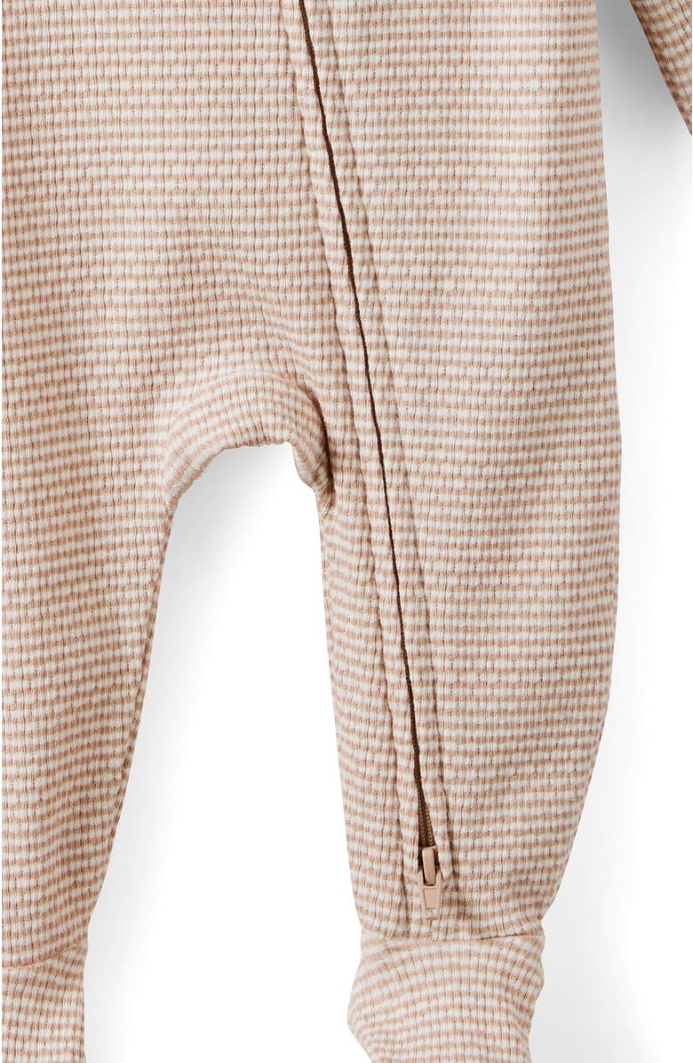 Cotton On Kids Littlie Organic Long Sleeve Zip All In One Romper, Alternate, color, Latte Cream Finley Stripe