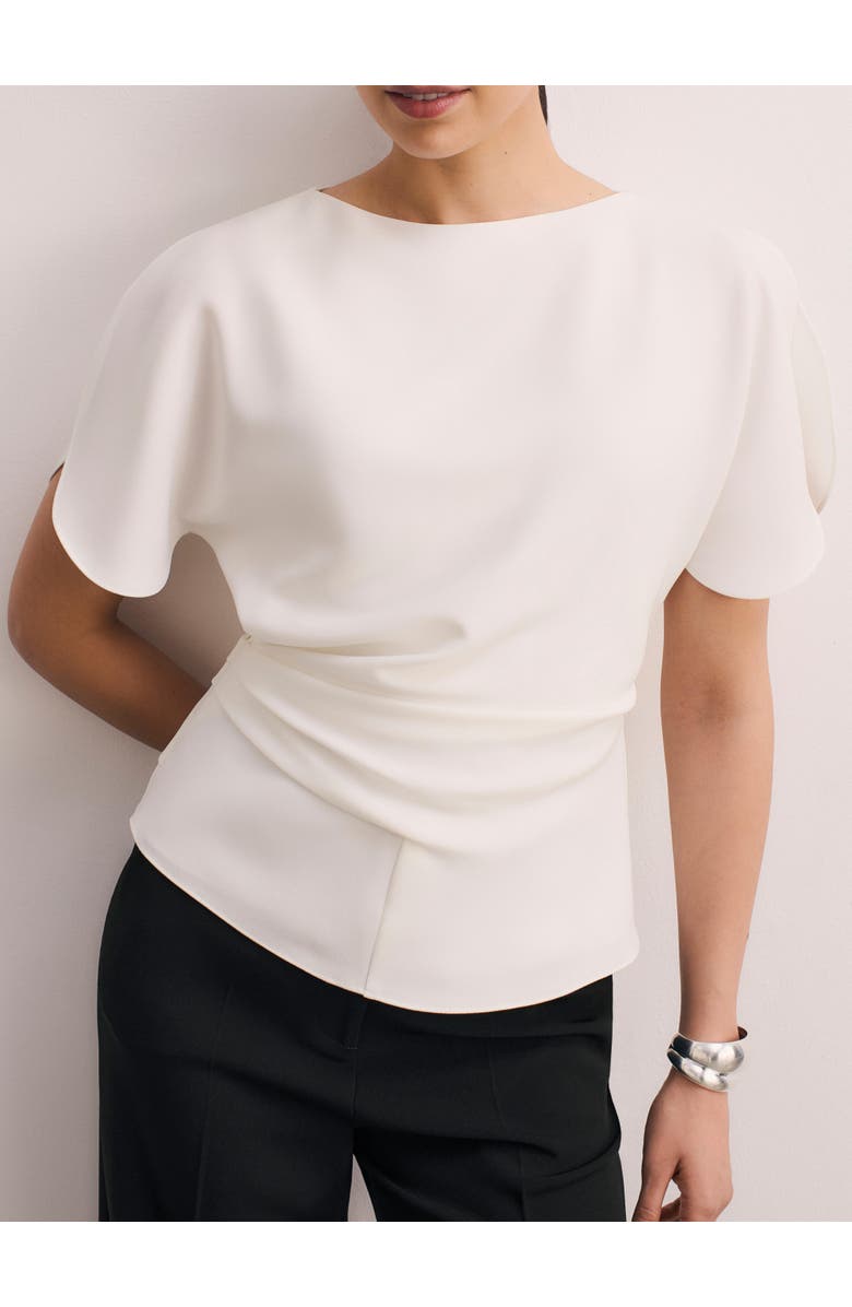 The Fold Salerno Clever Crepe Top, Alternate, color, Ivory