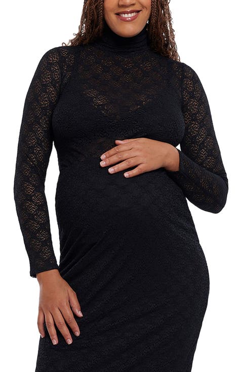 Long Sleeve Bodycon Mesh Maternity Top