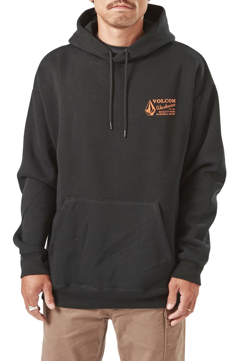 Workwear Logo Graphic Hoodie, Main, color, BLACK