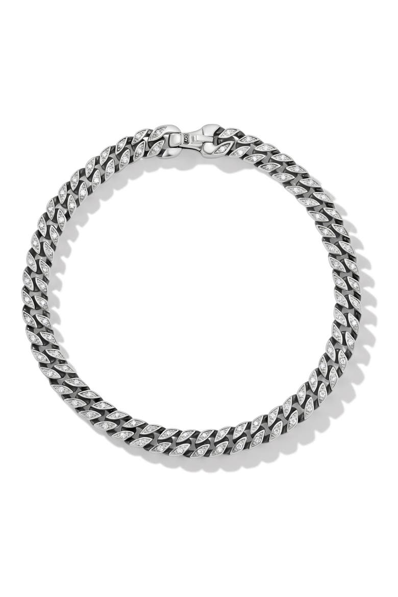 Men's Pavé Diamond Curb Chain Bracelet, Alternate, color, STERLING SILVER/ DIAMOND