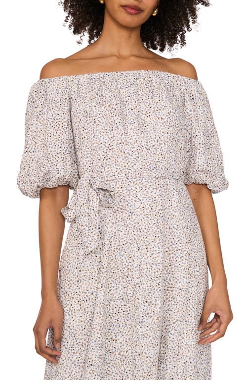 Vince Camuto Abstract Print Off The Shoulder Dress In Gray