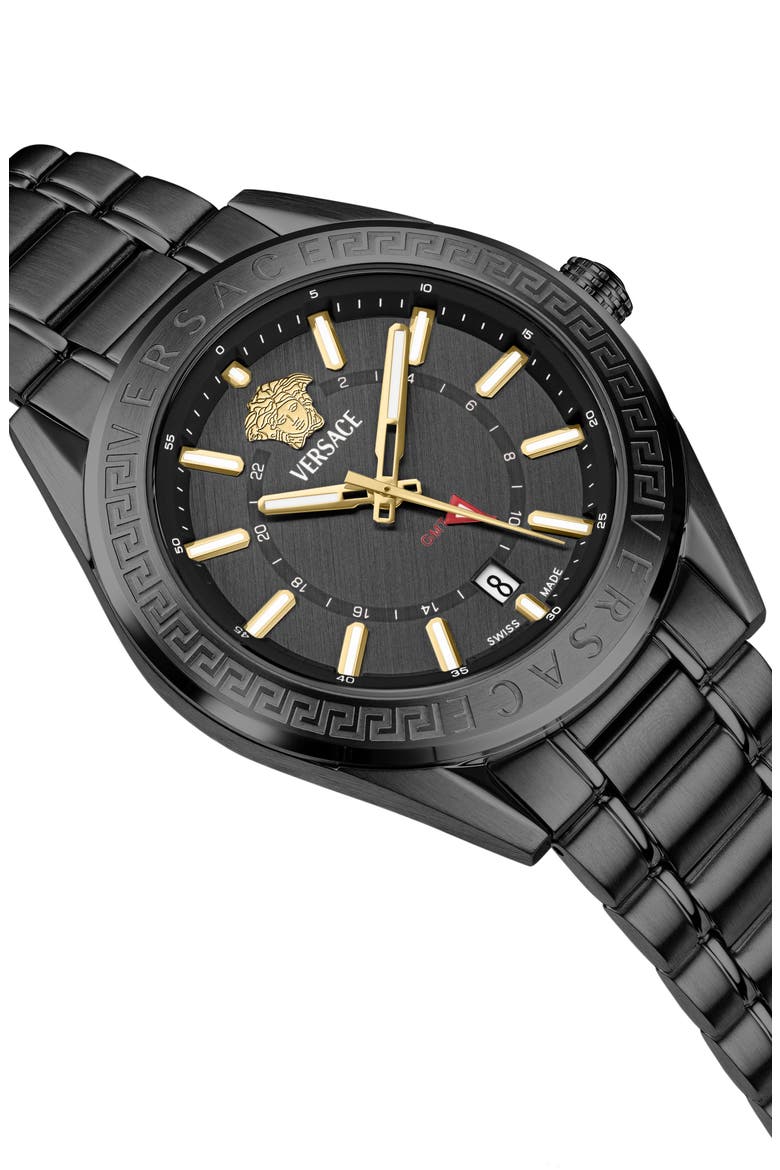 V-Code GMT Black Bracelet Watch, 42mm, Alternate, color, BLACK