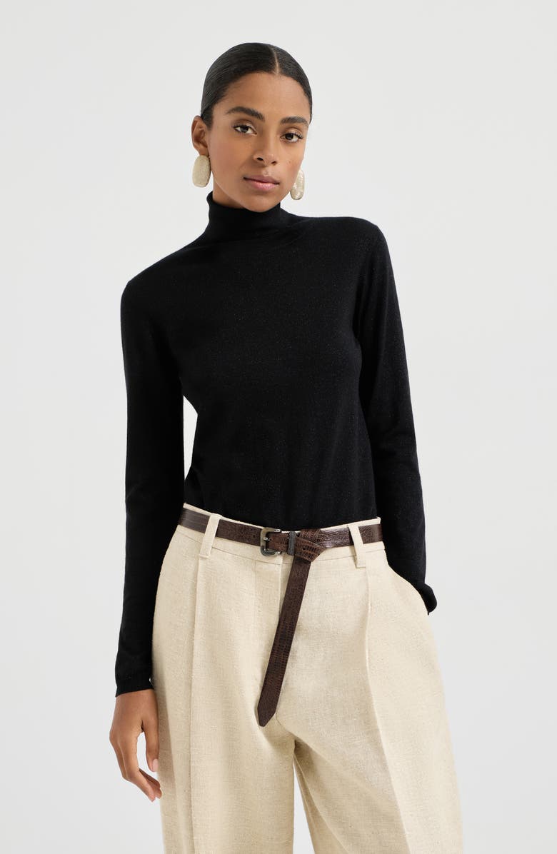 Brunello Cucinelli Cashmere and silk Sparkling sweater, Alternate, color, Black