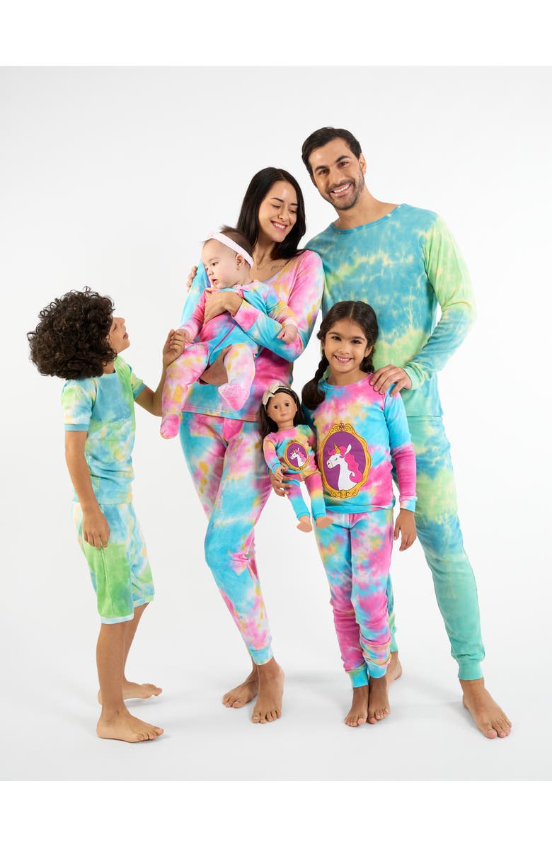 Leveret Footed Tie Dye Cotton Matching Family Pajamas, Alternate, color, Tie Dye Colorful