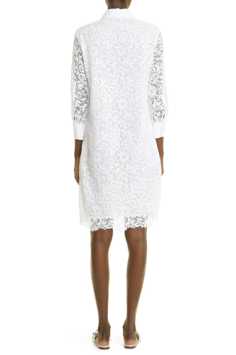 Evangeline Long Sleeve Guipure Lace Shirtdress, Alternate, color, WHITE