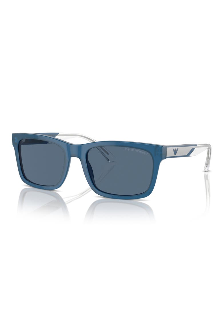 57mm Rectangular Sunglasses, Alternate, color, SHINY OPALINE BLUE / DARK BLUE