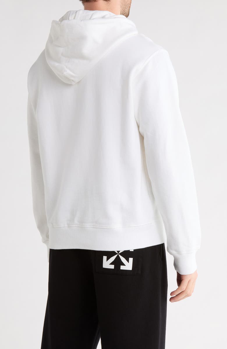 Off-White Slim Fit Logo Cotton Graphic Hoodie, Alternate, color, White And Black