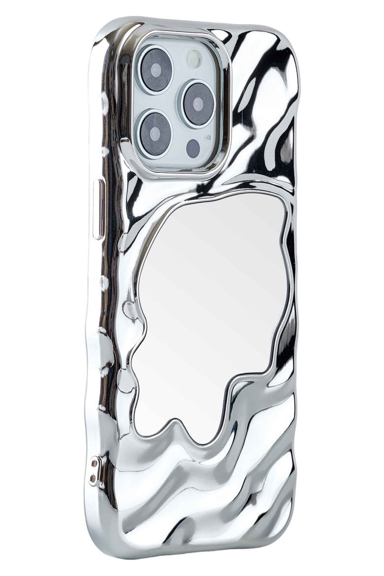 Flowy Mirror iPhone 15 Pro Max Case, Alternate, color, SILVER