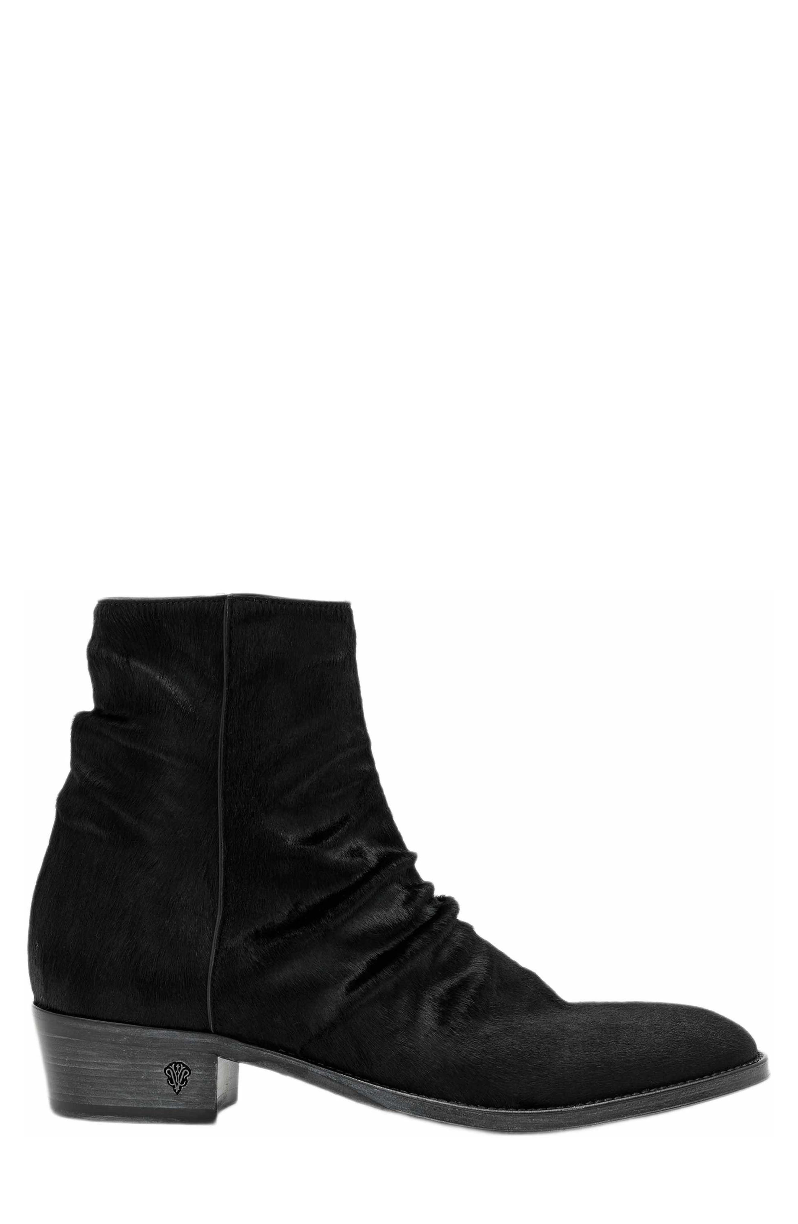 Two Five Two Genuine Calf Hair Zip Boot, Alternate, color, BLACK