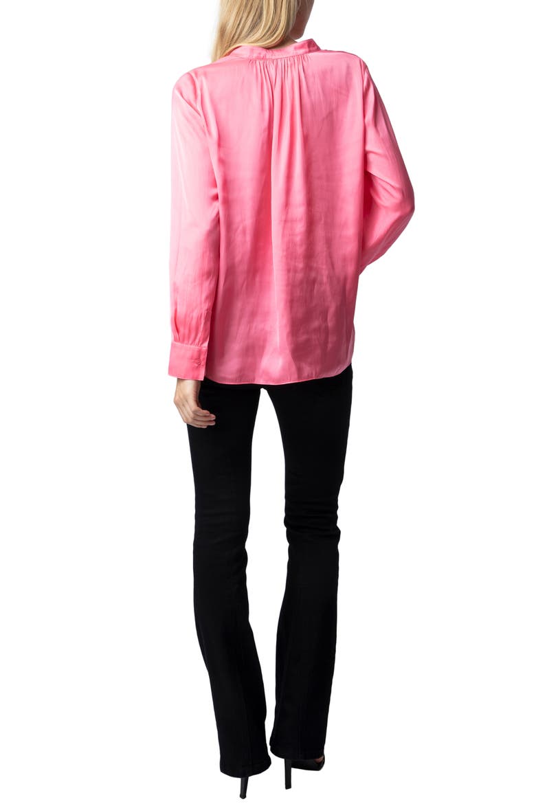 Tink Satin Blouse, Alternate, color, RUBBER