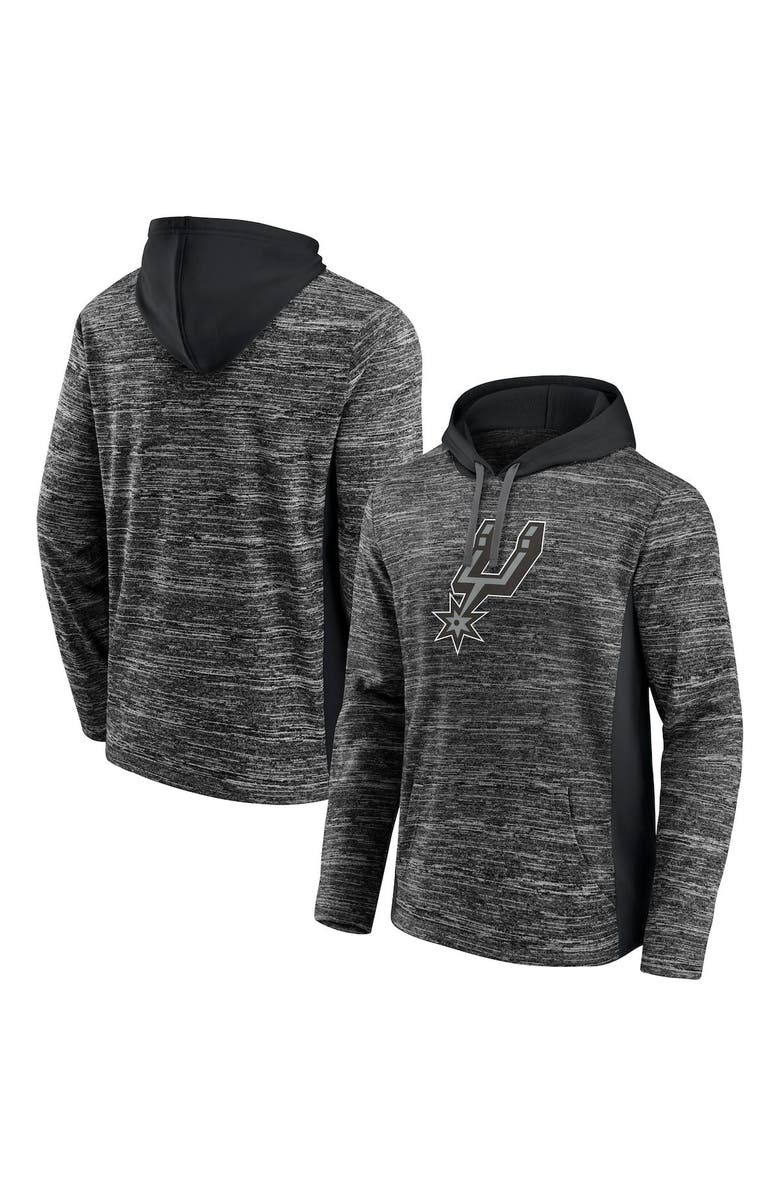 FANATICS Men's Fanatics Branded Heathered Charcoal/Black San Antonio Spurs Instant Replay Colorblocked Pullover Hoodie, Alternate, color, 