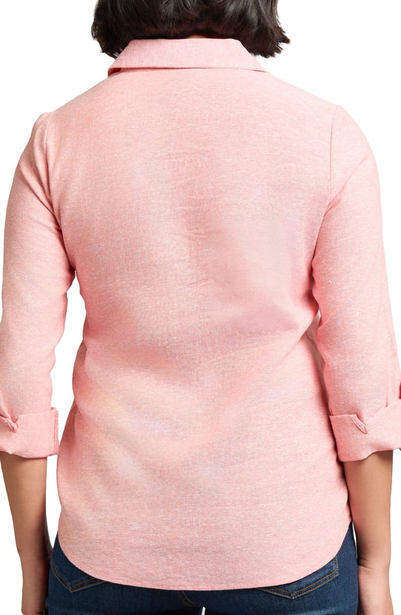 Jones New York Roll-Tab Sleeve Linen Blend Shirt, Alternate, color,