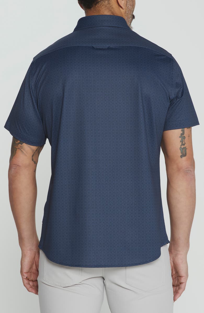 7 Diamonds Puente Performance Geometric Short Sleeve Shirt, Alternate, color, Navy