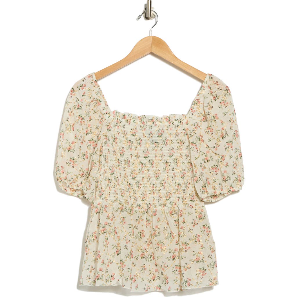 Forgotten Grace Print Short Sleeve Top In Neutral