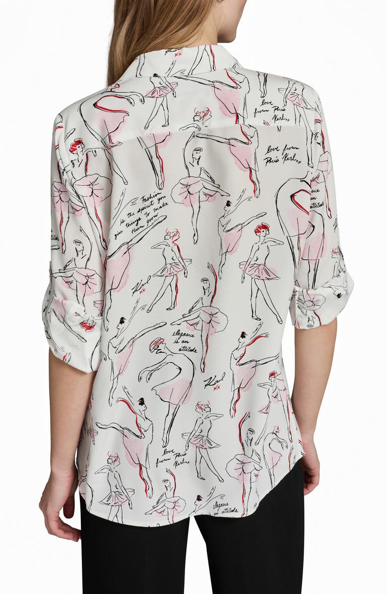KARL LAGERFELD PARIS Print Shirt, Alternate, color, Sft Wht/ Cornelia Rose Multi