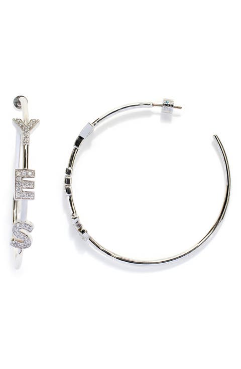 'Yes' Cubic Zirconia Hoop Earrings