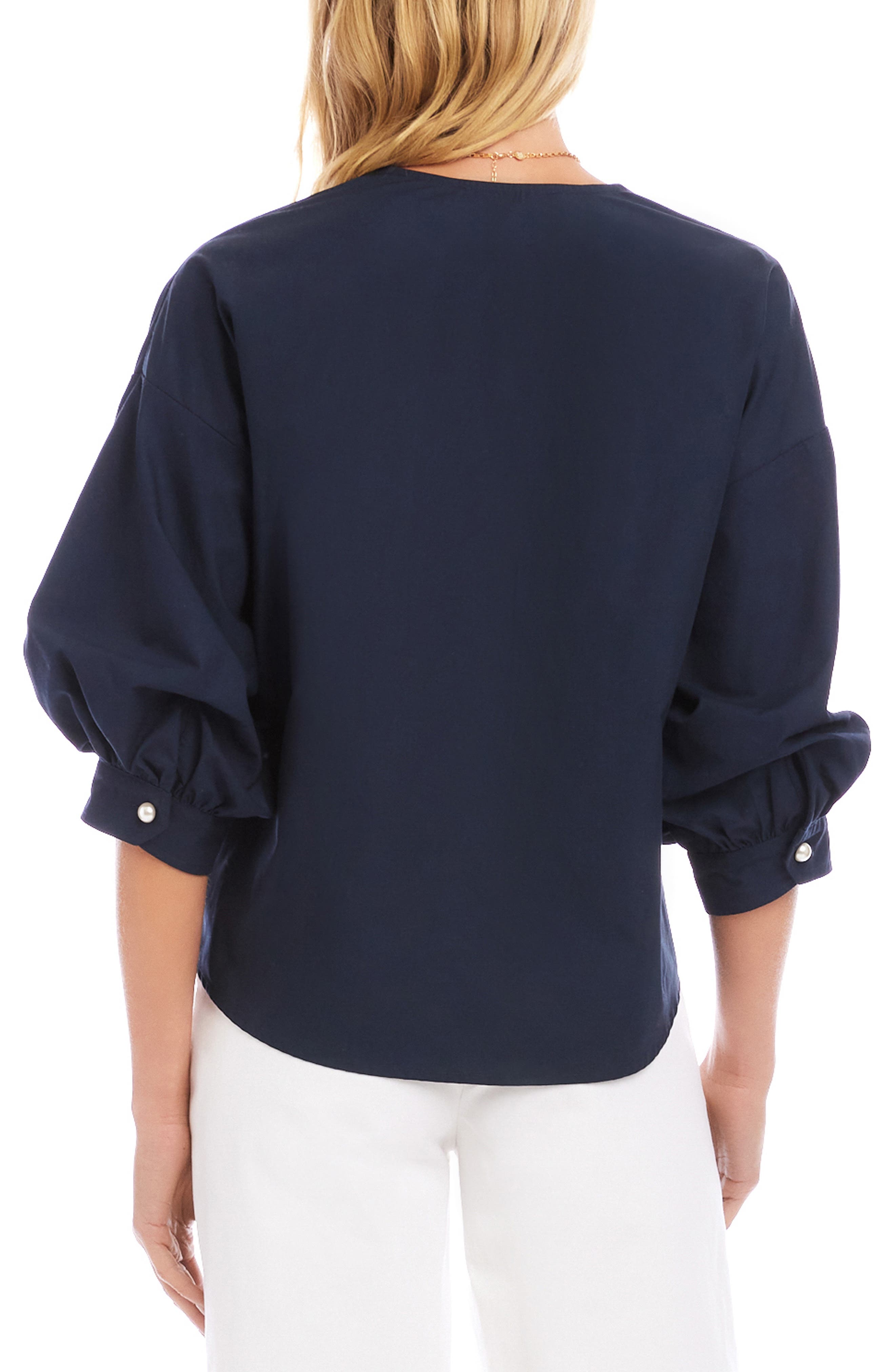 Lantern Sleeve Cotton Button-Up Shirt - image 4