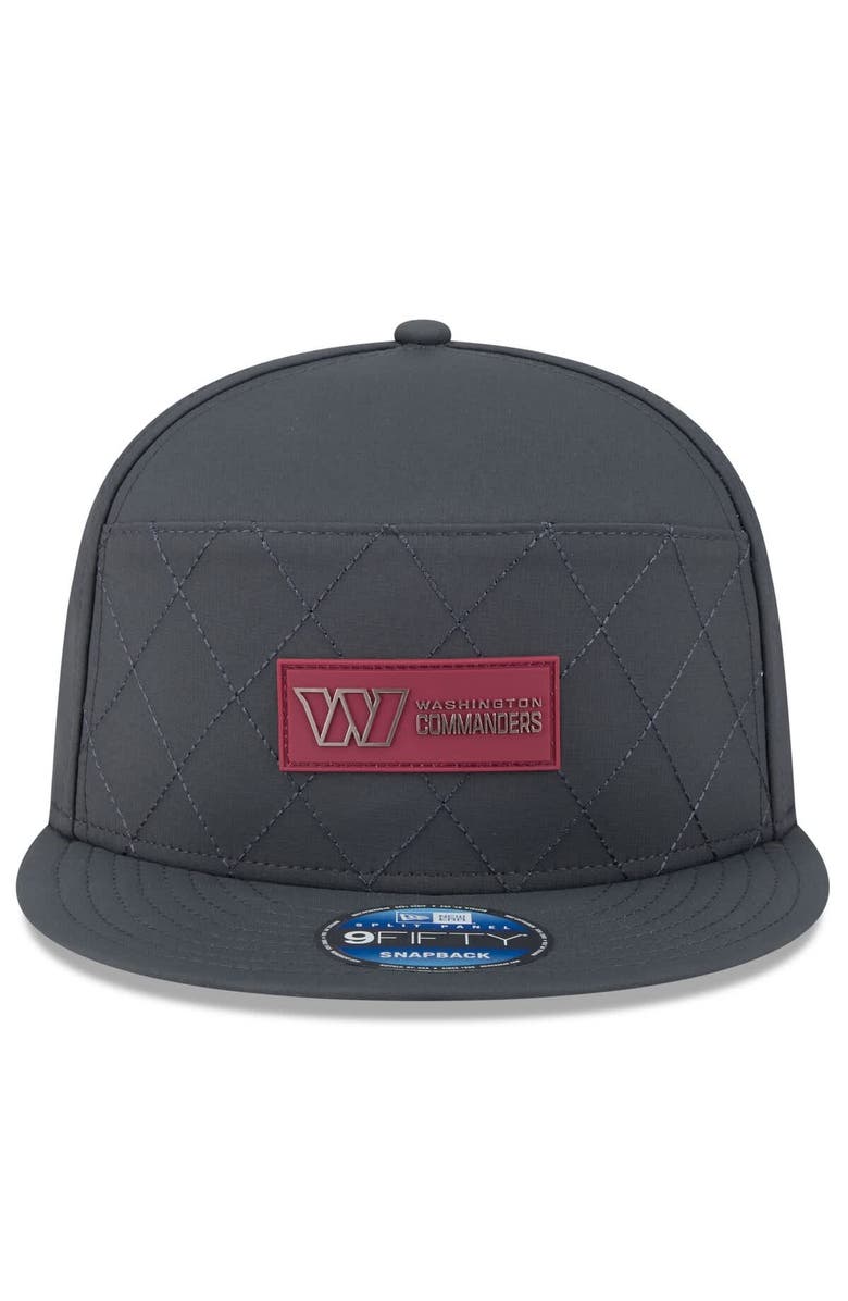 New Era Men's New Era Charcoal Washington Commanders 2025 Sideline Cold Weather Split Panel 9FIFTY Snapback Hat, Alternate, color, Charcoal