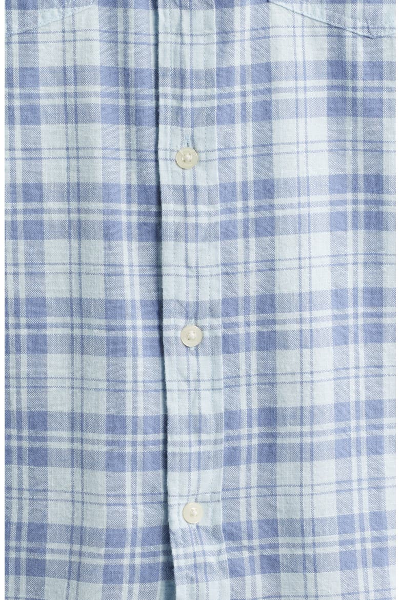 Hummock Pond Regular Fit Plaid Cotton Button-Up Shirt, Alternate, color, ICE WATER