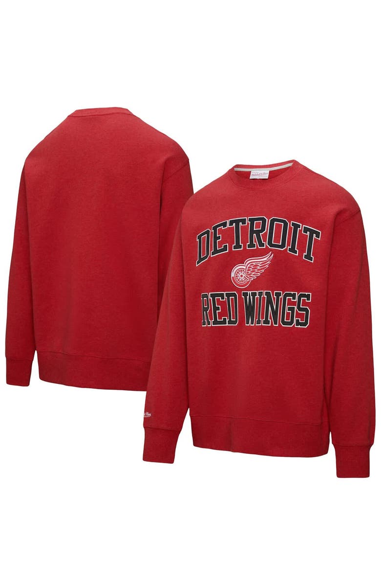 Mitchell & Ness Men's Mitchell & Ness Red Detroit Red Wings Playoff Win Fleece Pullover Sweatshirt, Main, color, Red