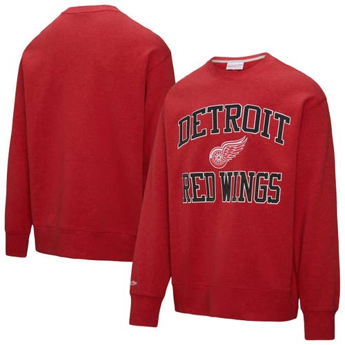 Mitchell & Ness Red Detroit Red Wings Playoff Win Fleece Pullover Sweatshirt In Red
