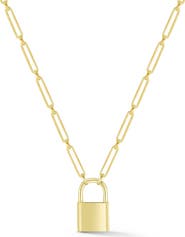 SPHERA MILANO Padlock Pendant Paperclip Chain Necklace